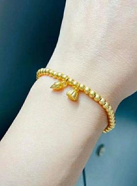 越南沙金古法金珠手链