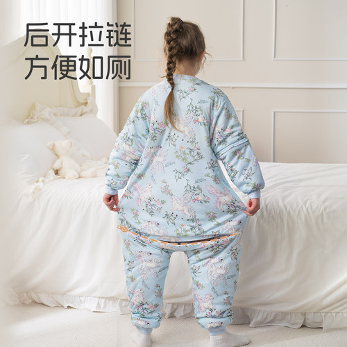 羊毛×暖姜 中大童分腿睡袋春秋冬款婴儿童大童宝宝小学生防踢被 - 图2