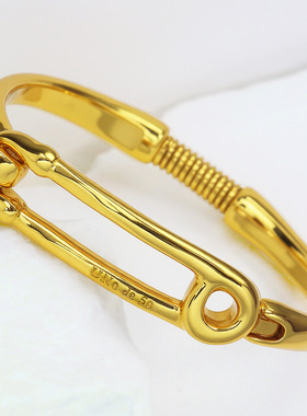 西班牙unode50金色安全别针手镯女ins小众设计高级感秋冬新款手饰