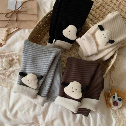 女童秋冬新品卡通加绒打底裤韩版童装女宝宝一体绒保暖外穿裤子潮 - 图1