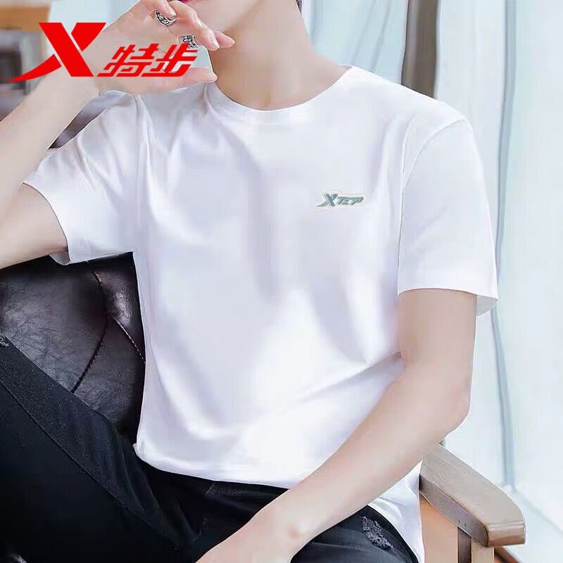 特步棉质短袖T恤男 2025新款夏季男士透气薄款官方旗舰店男款男装 - 图2