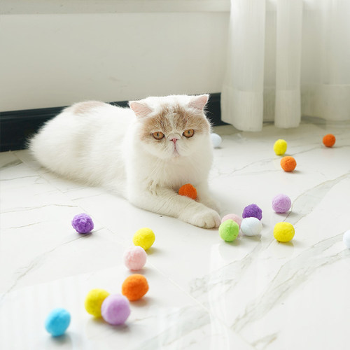猫玩具静音弹力毛绒球自嗨解闷神器猫咪啃咬磨牙球类宠物益智玩具 - 图3