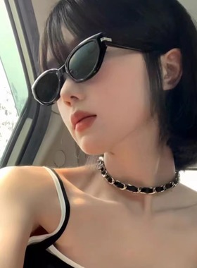 gm猫眼墨镜女2024新款高级感带度数防紫外线防晒辣妹显脸小太阳镜