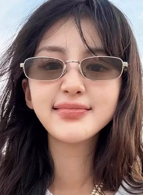 Jennie同款窄框茶色墨镜女复古轻奢高级感圆脸显瘦墨镜可配有度数