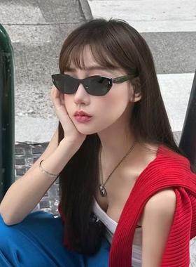 复古连体猫眼黑色时髦高级感防紫外线太阳眼镜女潮方圆脸显瘦墨镜