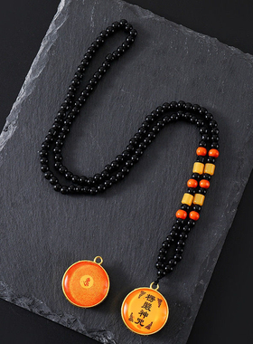 圆形毛衣链楞严咒吊坠项链挂脖挂件男女款挂脖护身平安饰品