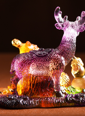 现货宋韶光大师2026马年吉祥物生肖属蛇灵鹿长春琉璃摆件吊坠礼品