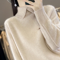 23 years autumn winter new turtlenecks pure goat sweatshirt woman loose pure color thickened sweater jacket head hit bottom cashmere sweatshirt