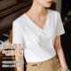 ຄໍ V-neck oblique placket buckle summer ສີດໍາກະທັດຮັດແບບຈີນໃຫມ່