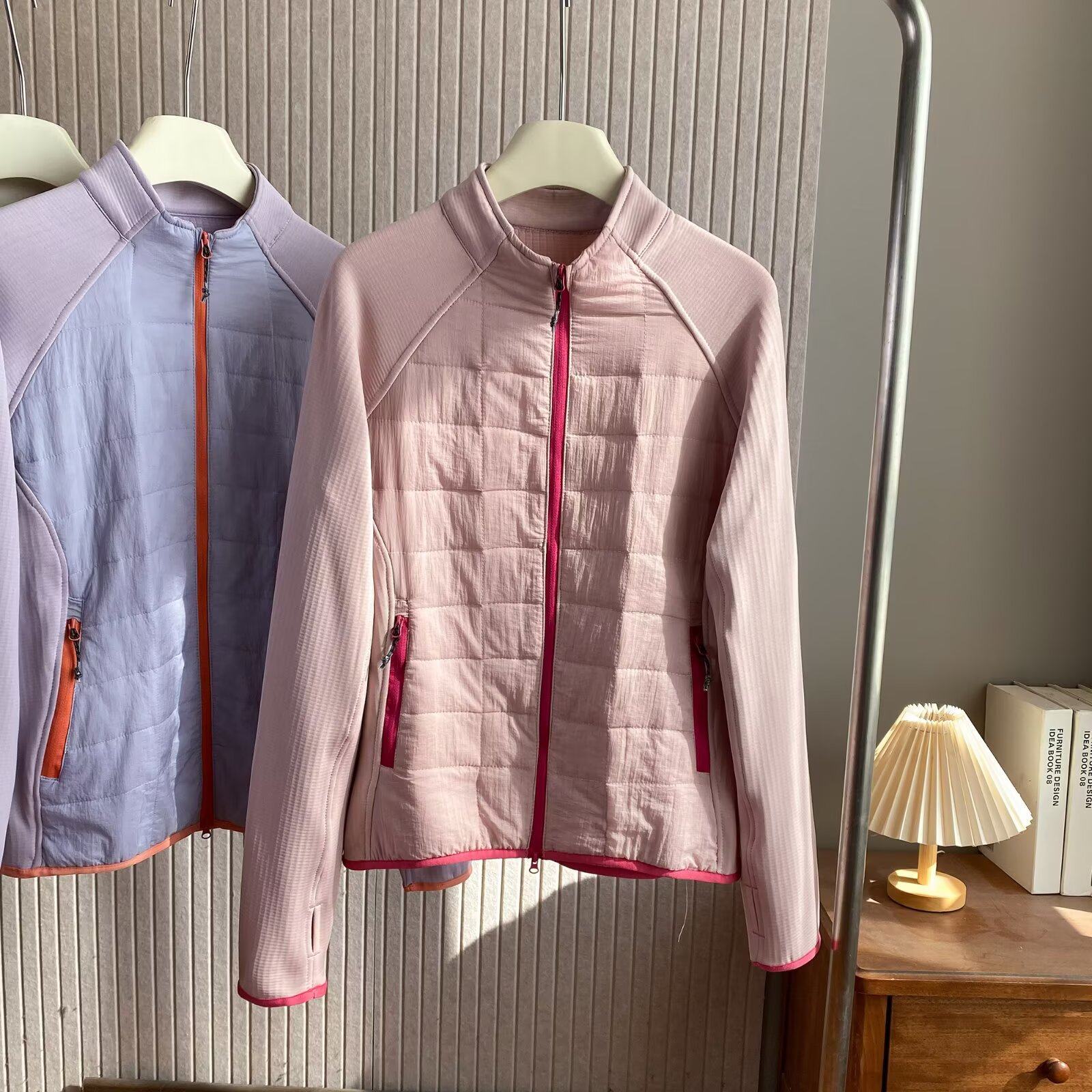 撞色拼接立领防风保暖轻量化百搭休闲外套女秋冬款健身跑步拉链衫,淘宝优惠券,粉丝福利购,淘宝优惠卷