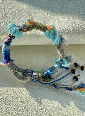 DIY藏式手绳手工编织棉线混编黄色粉色蓝色搭配节日礼物一物一拍