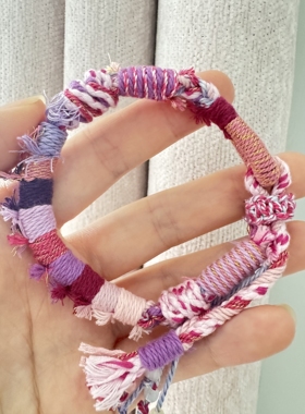 diy粉色藏式纯手工编织手绳手工制品有烧结痕迹一物一拍节日礼物