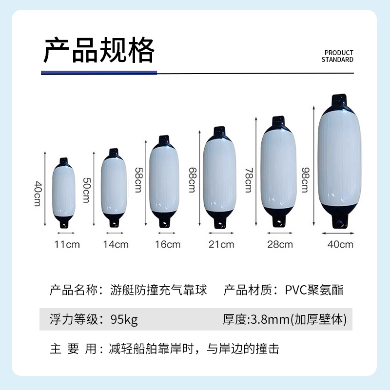 PVC充气防撞球船用停靠球船艇护舷球码头防碰棒球游艇靠球防撞条-图1