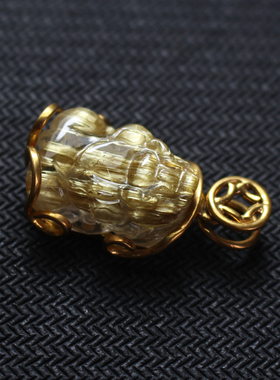 天然水晶原石金发晶钛晶板金发晶貔貅吊坠挂件男女情侣吉祥物礼物