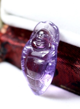 天然紫黄水晶弥勒佛吊坠大肚佛紫晶项链女民族吉祥物挂件饰品礼物