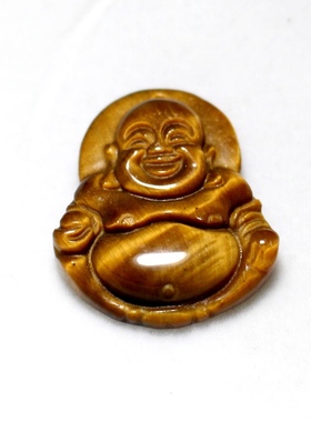 天然虎睛石弥勒佛公吊坠亲子款黄虎眼笑佛大肚佛儿童男女平安挂件