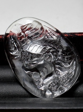 天然白水晶老虎12生肖吊坠男女本命年属相狗猴鸡猪龙蛇马羊鼠兔虎