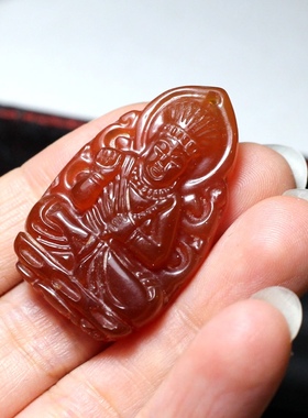 2025天然红玛瑙生肖属狗猪本命佛吊坠阿弥陀佛守护神菩萨礼物男女