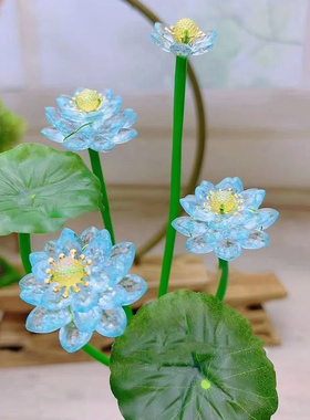水晶荷花花瓣抖音同款莲花摆件步步生莲花亚克力透明三层荷花