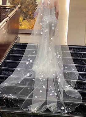新款蕾丝新娘头纱主婚纱超长拖尾