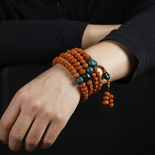 小金刚菩提子手串男盘玩手链正品佛珠项链108颗雪巴琉璃文玩配饰 - 图2