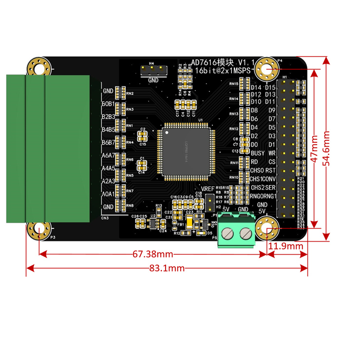 AD7616模块 16通道16位 ADC同步采样 1MSPS高速数据采集配套FPGA-图2