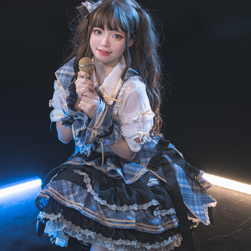 【现货】豹了个猫原创lolita赤月打歌服套装洛丽塔连衣裙表演偶像 - 图0