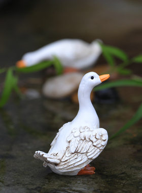 微景观装饰鸭子摆件仿真动物盆景花园盆栽庭院假山造景水景工艺品