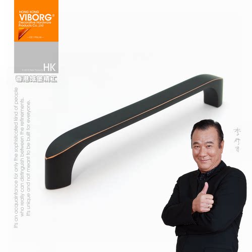 V域堡 新款美式无指纹家具五金柜门小拉手厨柜柜衣抽屉把手哑黑金 - 图3
