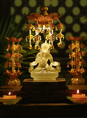 佛堂供佛观音财神鎏金日式璎珞桌面立式宝盖摆件伞盖挂饰庄严殊胜