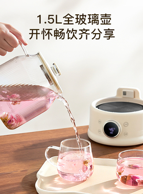 西可全玻璃养生壶炖煮一体大容量煮茶烧水壶多功能家用花茶壶1.5L