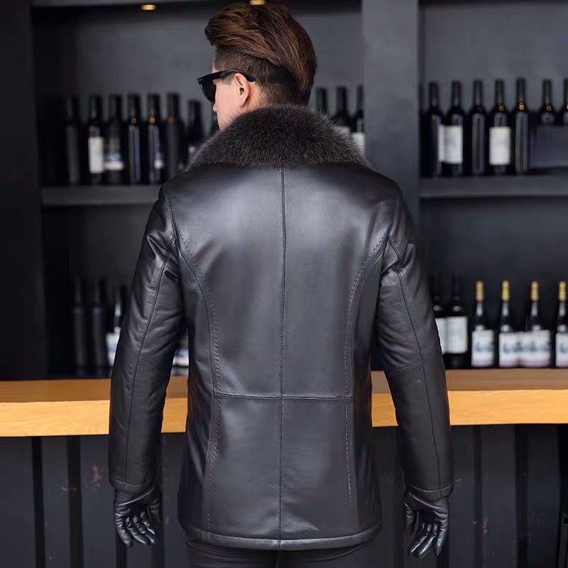 海宁真皮皮毛一体男中长款皮衣貉子毛领男装皮草外套厚羊羔毛内胆,淘宝优惠券,粉丝福利购,淘宝优惠卷