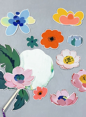 幼儿园环创油画风彩色花朵花瓣