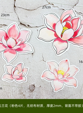 无纺布玉兰花卉墙贴手绘素材