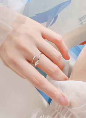 余生有你戒指女款s925纯银闺蜜指环小海豚鲸鱼饰品送女友生日礼物