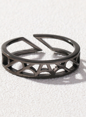 叹息桥之吻情侣戒指s925纯银小众设计冷门黑色镂空褪色高级感对戒