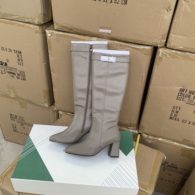 外贸原单时尚洋气春秋尖头粗跟长靴高跟高筒侧拉链骑士时装女靴,淘宝优惠券,粉丝福利购,淘宝优惠卷