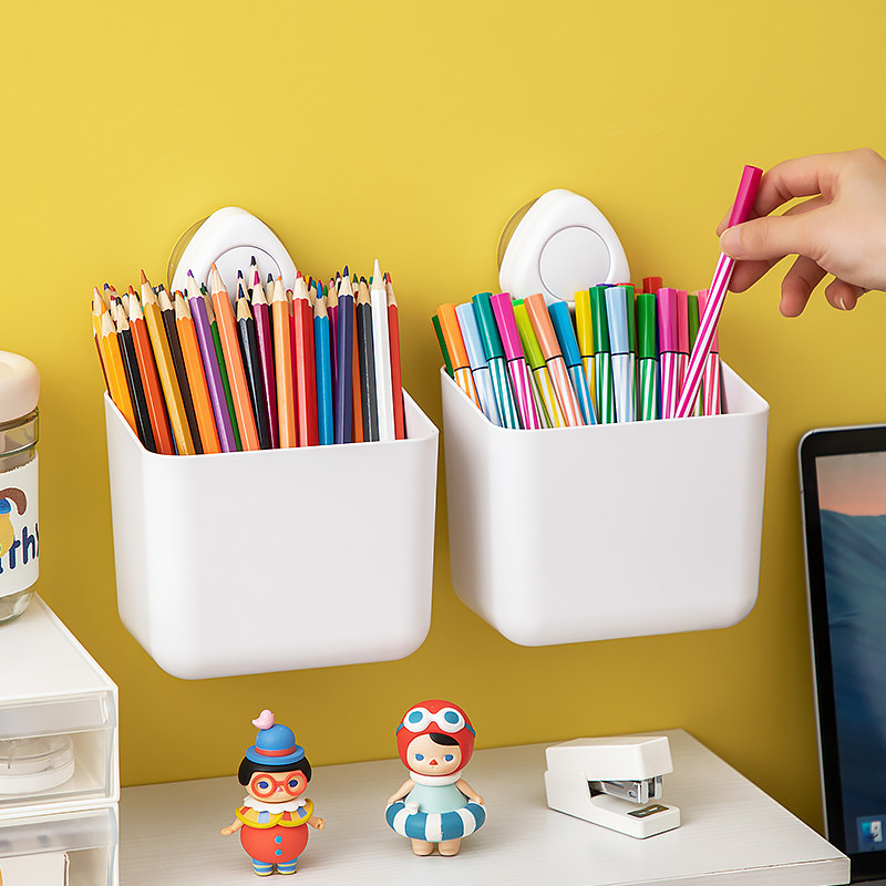 吸盘笔筒壁挂式粉笔黑板擦白板笔收纳盒墙上悬挂文具马克笔画笔盒,淘宝优惠券,粉丝福利购,淘宝优惠卷