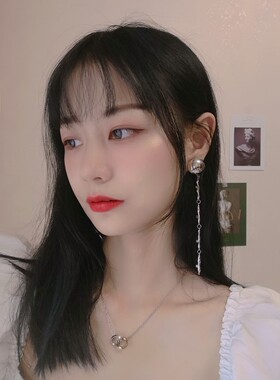 气质耳夹女长款流苏耳坠银色网红