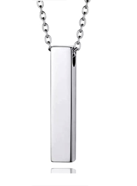 可打开不锈钢方柱纪念亲人项链