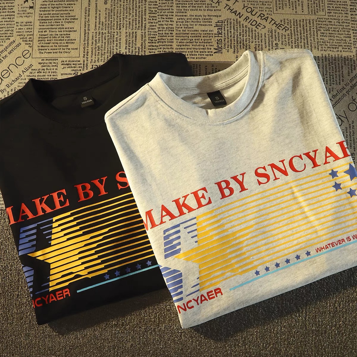 FXOP 美式复古星星印花短袖T恤男女中性街头中长款潮牌半袖上衣夏 - 图1