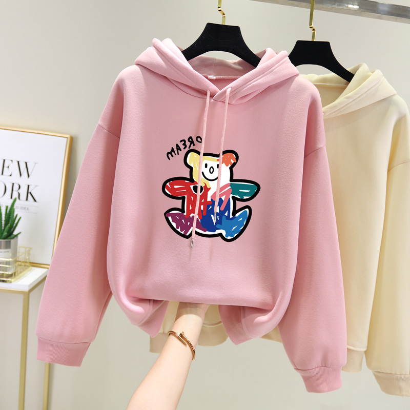 雪梦娅旗舰店ins加绒加厚新款卫衣女百搭秋冬潮韩版学生宽松上衣帽衫外套3