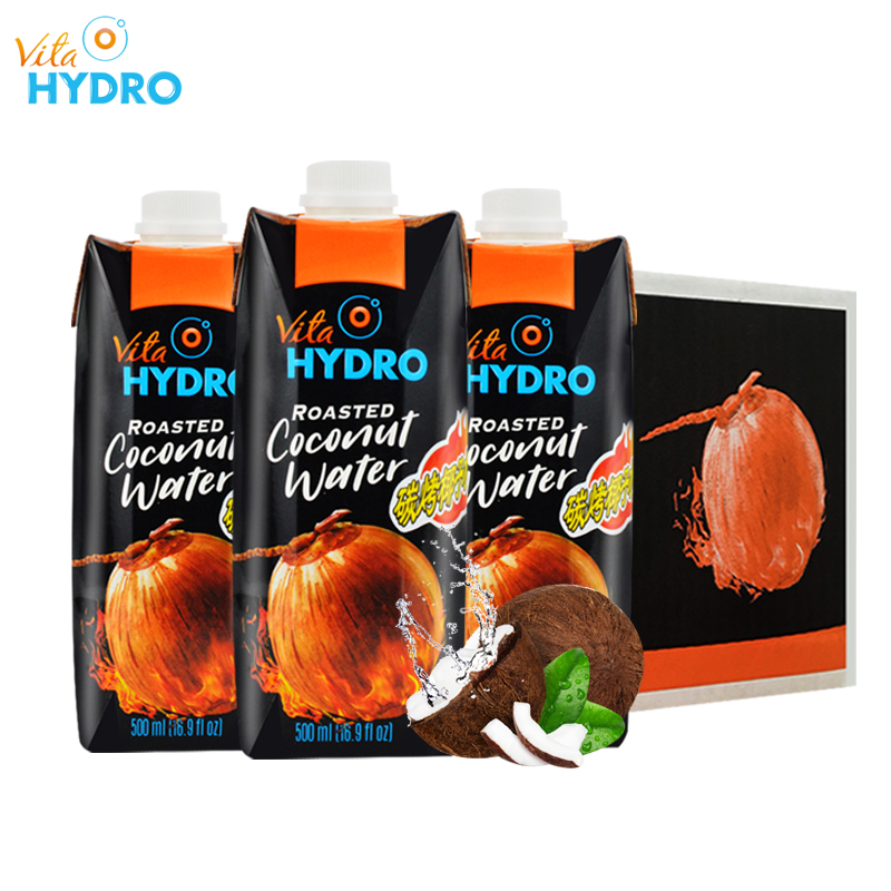 海卓HYDRO碳烤椰子水500ml*12瓶整箱越南进口浓浓碳烤味果汁饮料