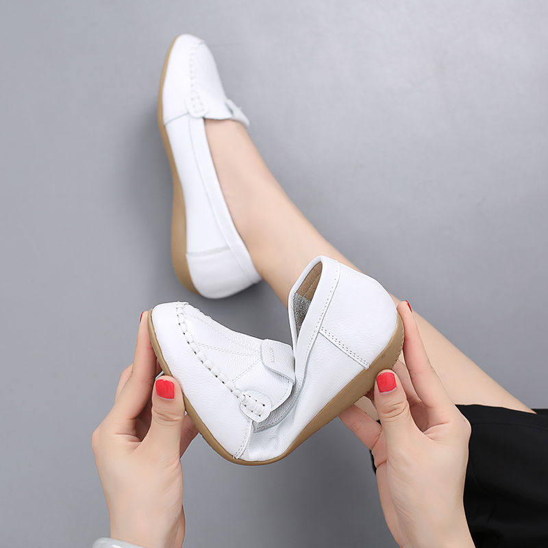 【头层牛皮,北极绒】秋季妈妈豆豆鞋 北极绒大树T恤