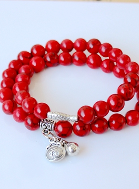 云南民族风多层福禄寿女士红松石