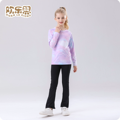 女童运动速干衣春秋款儿童长袖T恤洋气小女孩羽毛球服网球跑步服 - 图1