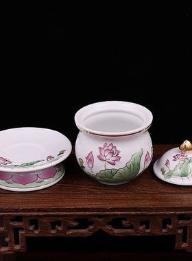 国顺陶瓷浮雕供水杯佛前供杯包邮