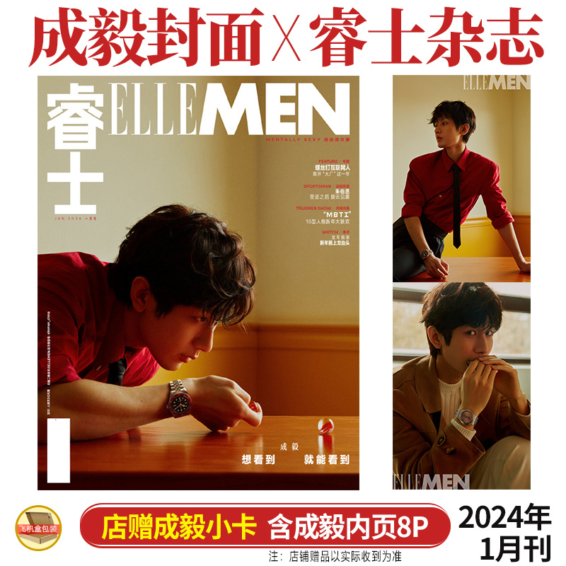 计入销量官方版 ELLE 6月成毅生日刊封面+赠2张海报+3张小卡+1张明信片 ELLE世界时装之苑杂志2024年六月刊/新视线/睿士/fine-图2