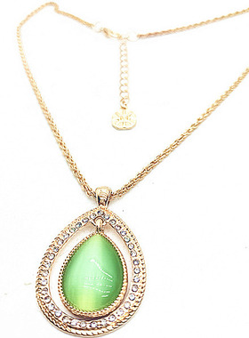 打标猫眼石项链时尚水滴形唯美