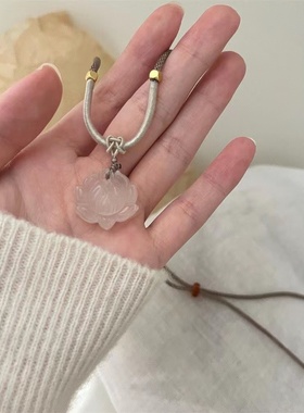 莲花玉髓吊坠民族风编绳项链